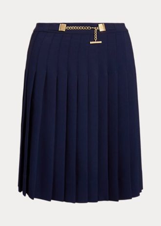 Navy Women’s Ralph Lauren Pleated Georgette Skirts Navy Women’s Ralph Lauren Pleated Georgette Skirts