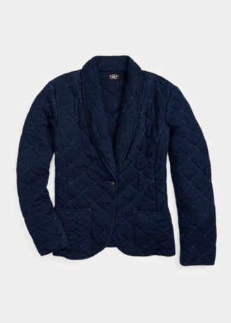 Navy Women’s Ralph Lauren Quilted Indigo Jersey Jackets