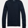 Navy Women’s Ralph Lauren Ribbed Suede-Trim Long-Sleeve T Shirts Navy Women’s Ralph Lauren Ribbed Suede-Trim Long-Sleeve T Shirts