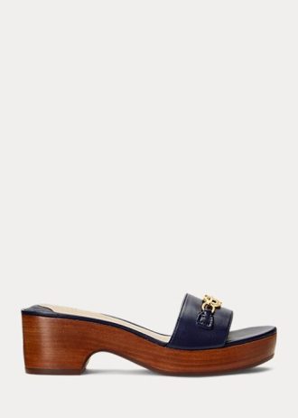 Navy Women’s Ralph Lauren Roxanne Nappa Leather Sandals