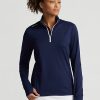 Navy Women’s Ralph Lauren Stretch Jersey Quarter-Zip Sweatshirts