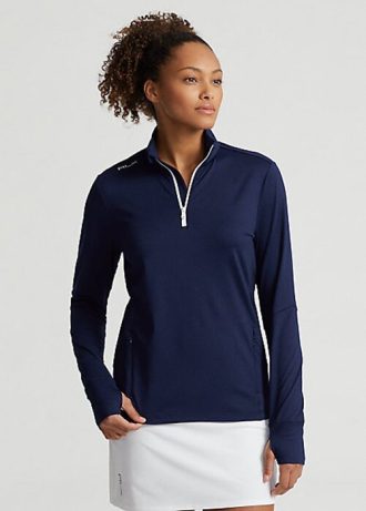 Navy Women’s Ralph Lauren Stretch Jersey Quarter-Zip Sweatshirts