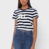 Navy Women’s Ralph Lauren Striped Crew Neck T Shirts
