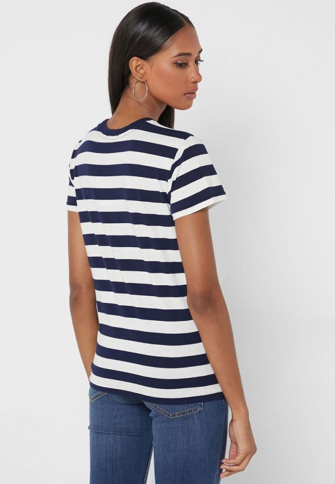Navy Women’s Ralph Lauren Striped Crew Neck T Shirts