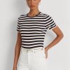 Navy Women’s Ralph Lauren Striped Stretch Cotton T Shirts Navy Women’s Ralph Lauren Striped Stretch Cotton T Shirts