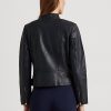 Navy Women’s Ralph Lauren Tumbled Leather Moto Jackets