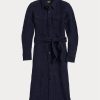 Navy Women’s Ralph Lauren Wool-Cotton Belted Dress