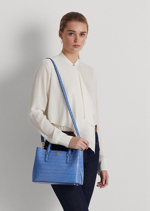 New England Blue Women’s Ralph Lauren Embossed Leather Medium Marcy Satchel Bags New England Blue Women’s Ralph Lauren Embossed Leather Medium Marcy Satchel Bags