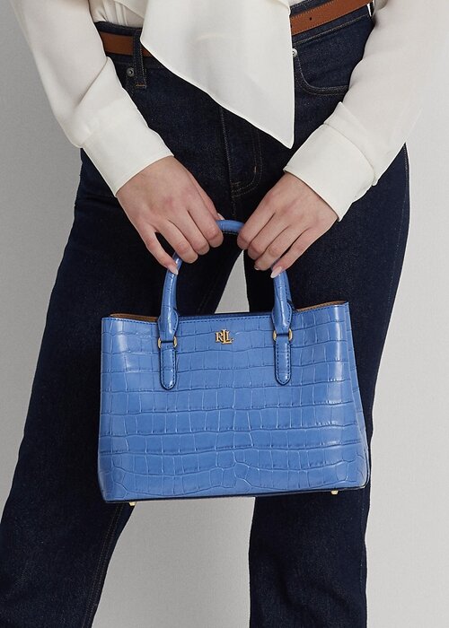 New England Blue Women’s Ralph Lauren Embossed Leather Medium Marcy Satchel Bags New England Blue Women’s Ralph Lauren Embossed Leather Medium Marcy Satchel Bags