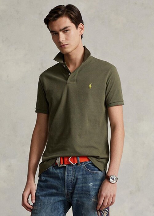 Olive Men’s Ralph Lauren Custom Slim Fit Mesh Polo Shirts Olive Men’s Ralph Lauren Custom Slim Fit Mesh Polo Shirts