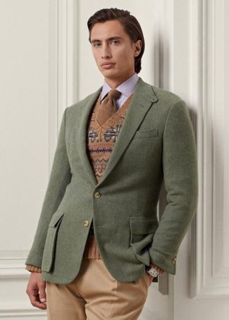 Olive Men’s Ralph Lauren Kent Handmade Cashmere Sport Blazers
