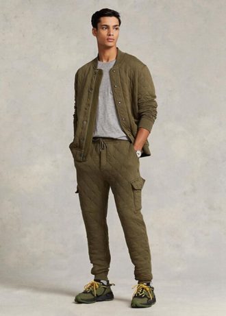 Olive Men’s Ralph Lauren Luxury Jersey Cargo Jogger  Pants
