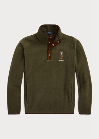 Olive Men’s Ralph Lauren Polo Bear Brushed Fleece Pullover Sweatshirt