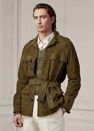 Olive Men’s Ralph Lauren Suede Belted Jackets