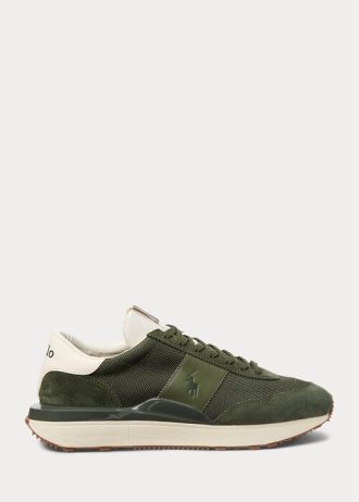 Olive Men’s Ralph Lauren Train 89 Suede-Panelled Sneakers