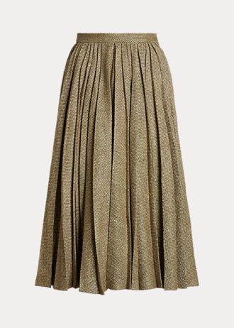 Olive Women’s Ralph Lauren Arnav Pleated Broken-Twill Skirts