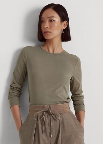 Olive Women’s Ralph Lauren Cotton-Blend Long-Sleeve Tops