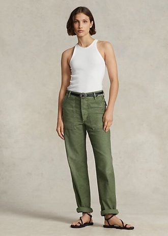 Olive Women’s Ralph Lauren Cotton Sateen Utility Pants Olive Women’s Ralph Lauren Cotton Sateen Utility Pants