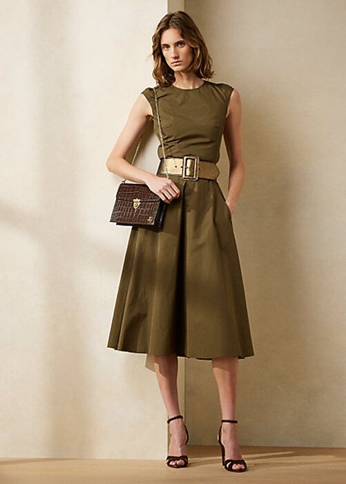 Olive Women’s Ralph Lauren Omeria Cotton Day Dress Olive Women’s Ralph Lauren Omeria Cotton Day Dress