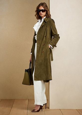 Olive Women’s Ralph Lauren Romilly Lamb-Suede Coats