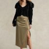 Olive Women’s Ralph Lauren Ruched Tie-detail Satin Skirts