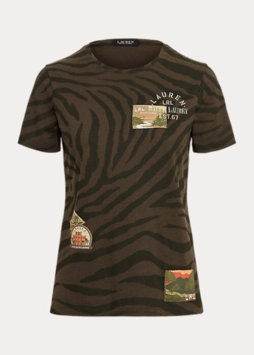 Olive Women’s Ralph Lauren Zebra-Print Jersey T Shirts Olive Women’s Ralph Lauren Zebra-Print Jersey T Shirts