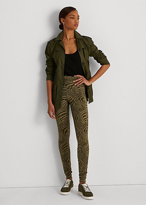 Olive Women’s Ralph Lauren Zebra-Print Stretch Jersey Leggings Olive Women’s Ralph Lauren Zebra-Print Stretch Jersey Leggings
