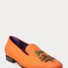 Orange Men’s Ralph Lauren Alonzo Embroidered Linen Dress Shoes