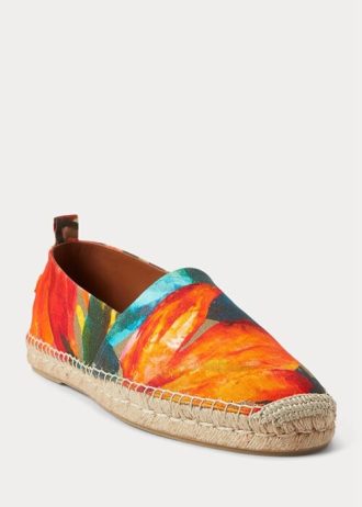 Orange Men’s Ralph Lauren Bowsworth Floral Linen Espadrille