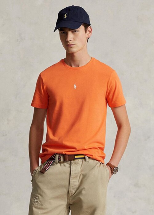 Orange Men’s Ralph Lauren Custom Slim Fit Crewneck T Shirts Orange Men’s Ralph Lauren Custom Slim Fit Crewneck T Shirts