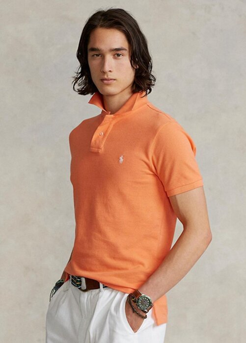 Orange Men’s Ralph Lauren Custom Slim Fit Mesh Polo Shirts Orange Men’s Ralph Lauren Custom Slim Fit Mesh Polo Shirts