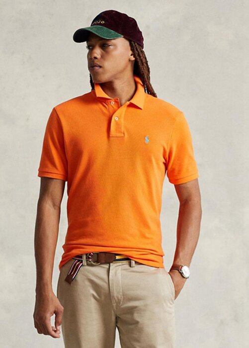 Orange Men’s Ralph Lauren Custom Slim Fit Mesh Polo Shirts Orange Men’s Ralph Lauren Custom Slim Fit Mesh Polo Shirts