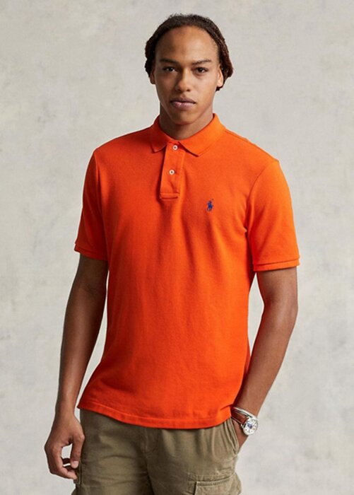 Orange Men’s Ralph Lauren Custom Slim Fit Mesh Polo Shirts Orange Men’s Ralph Lauren Custom Slim Fit Mesh Polo Shirts