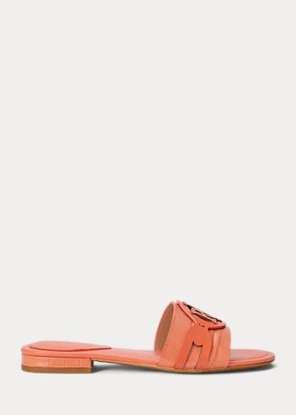 Orange Women’s Ralph Lauren Alegra Crocodile-Embossed Leather Flat Shoes