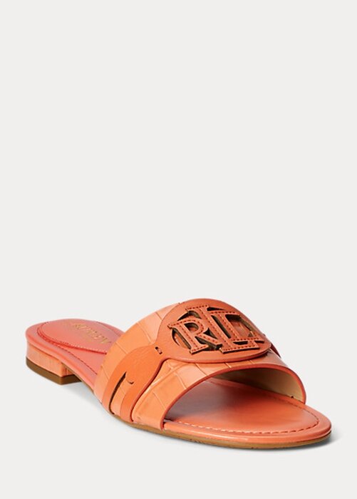 Orange Women’s Ralph Lauren Alegra Crocodile-Embossed Leather Flat Shoes Orange Women’s Ralph Lauren Alegra Crocodile-Embossed Leather Flat Shoes