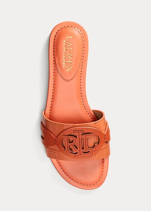 Orange Women’s Ralph Lauren Alegra Crocodile-Embossed Leather Flat Shoes Orange Women’s Ralph Lauren Alegra Crocodile-Embossed Leather Flat Shoes