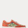 Orange Women’s Ralph Lauren Hailey Floral Monogram Jacquard Sneakers