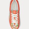 Orange Women’s Ralph Lauren Hailey Floral Monogram Jacquard Sneakers