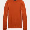 Orange Women’s Ralph Lauren Ribbed Suede-Trim Long-Sleeve T Shirts Orange Women’s Ralph Lauren Ribbed Suede-Trim Long-Sleeve T Shirts