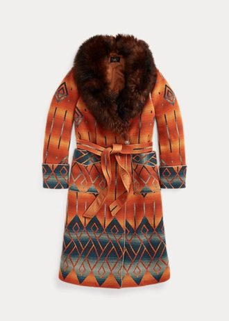 Orange Women’s Ralph Lauren Shearling-Collar Jacquard Coats