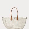 Parchment Cream Women’s Ralph Lauren Leather-Trim Crochet Large Bellport Tote Bags Parchment Cream Women’s Ralph Lauren Leather-Trim Crochet Large Bellport Tote Bags