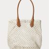 Parchment Cream Women’s Ralph Lauren Leather-Trim Crochet Large Bellport Tote Bags Parchment Cream Women’s Ralph Lauren Leather-Trim Crochet Large Bellport Tote Bags