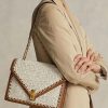 Parchment Cream Women’s Ralph Lauren Polo ID Crochet Envelope Chain Crossbody Bags