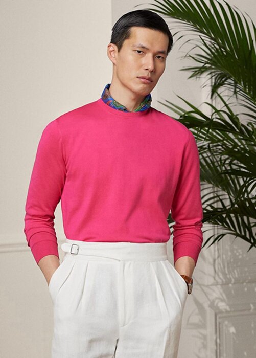 Pink Men’s Ralph Lauren Cotton Crewneck Jumper Sweaters Pink Men’s Ralph Lauren Cotton Crewneck Jumper Sweaters