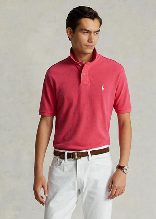 Pink Men’s Ralph Lauren Custom Slim Fit Mesh Polo Shirts Pink Men’s Ralph Lauren Custom Slim Fit Mesh Polo Shirts