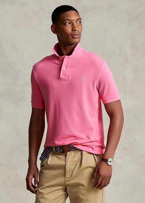 Pink Men’s Ralph Lauren Custom Slim Fit Mesh Polo Shirts Pink Men’s Ralph Lauren Custom Slim Fit Mesh Polo Shirts