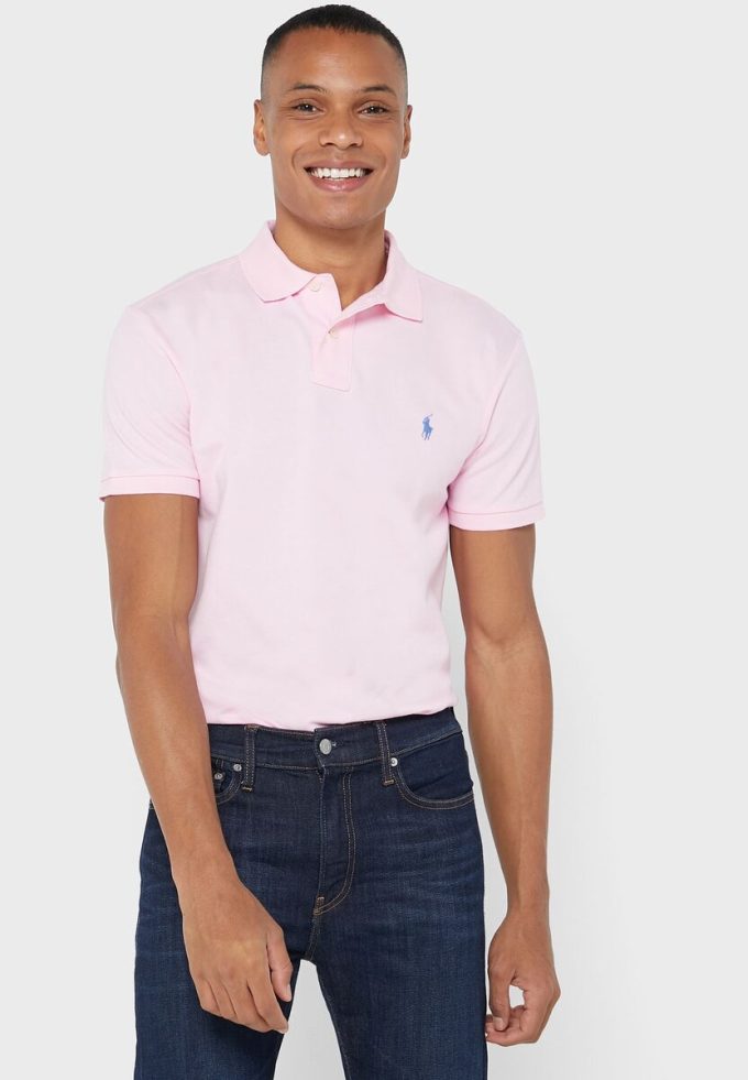 Pink Men’s Ralph Lauren Essential Slim fit Polo Shirts Pink Men’s Ralph Lauren Essential Slim fit Polo Shirts