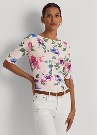 Pink Women’s Ralph Lauren Floral Stretch Cotton  T Shirts