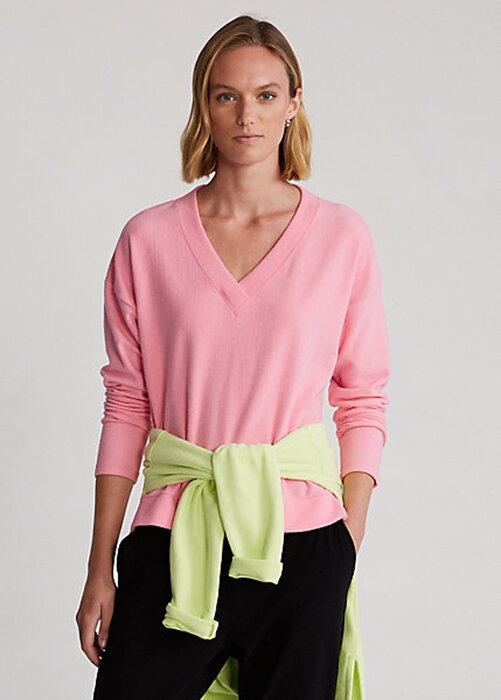 Pink Women’s Ralph Lauren Jersey V-Neck Pullover Sweatshirts Pink Women’s Ralph Lauren Jersey V-Neck Pullover Sweatshirts