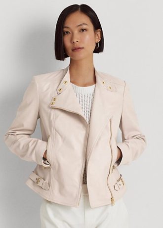 Pink Women’s Ralph Lauren Lambskin Moto Jackets